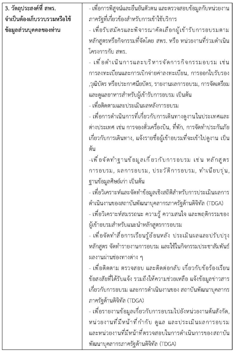 การฝึกอบรมของสถาบันพัฒนาบุคลากรภาครัฐด้านดิจิทัล (TDGA) กรณี ผู้เข้ารับการอบรม