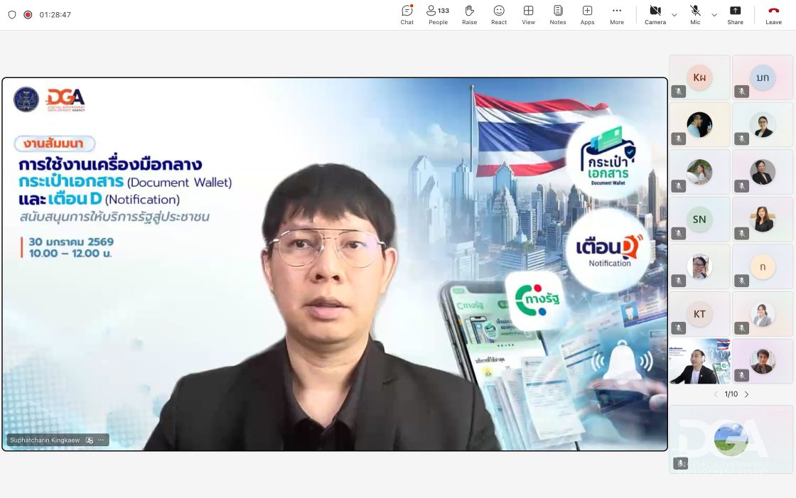 DGA ชวนหน่วยงานรัฐเชื่อมข้อมูล “กระเป๋าเอกสารและใช้งานระบบเตือนดี” บนแอปฯ ทางรัฐ เพื่ออำนวยความสะดวกและสามารถสื่อสารเข้าถึงประชาชนได้กว่า 35.6 ล้านคนทันที