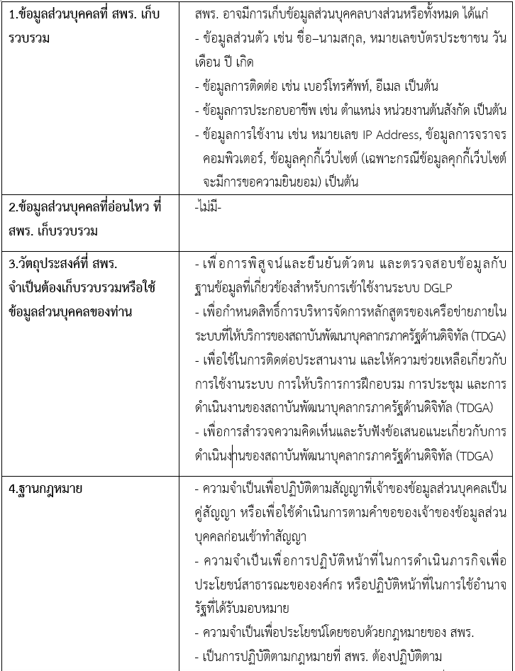 ตารางกิจกรรม Privacy Main DGA