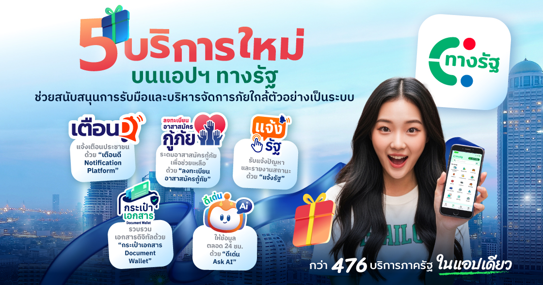 Banner 5 บริการใหม่บนแอปฯ ทางรัฐ new